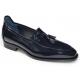 Duca Di Matiste "Fano" Navy Blue Genuine Italian Patent Leather Tassel Loafer Shoes.